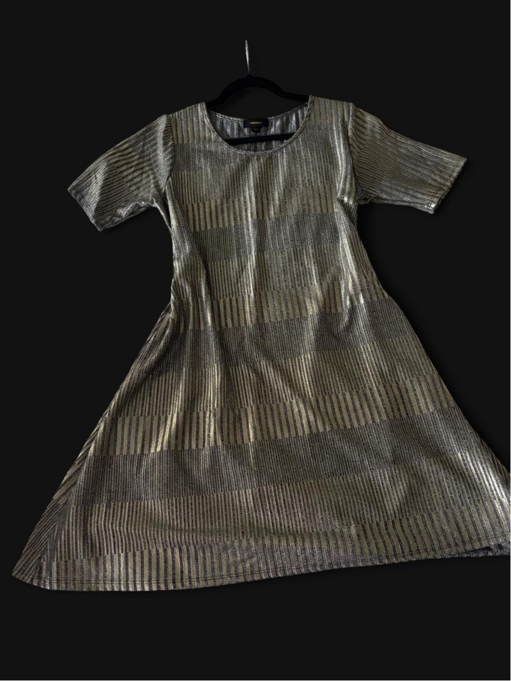 Espresso Metallic Gold Midi A-Line Dress